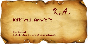Kürti Arnót névjegykártya
